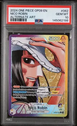 One Piece Card Game TCG Nico Robin OP09-062 Alt Art Leader PSA 10 GEM MINT - Image 1