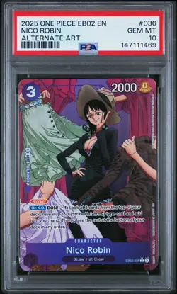 One Piece CCG Nico Robin EB02-036 Anime 25th Alt Art Foil Rare English PSA 10 - Image 1