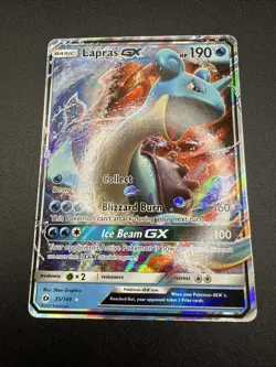 Pokemon Card Lapras GX 35/149 Sun & Moon Base Set Ultra Rare Near Mint - Image 3