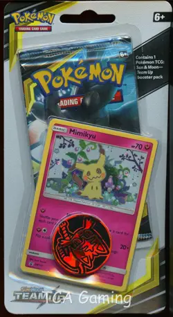 Sealed TEAM UP Blister Booster Pack (Mimikyu SM163 Promo + Coin) Pokemon Cards - Image 1