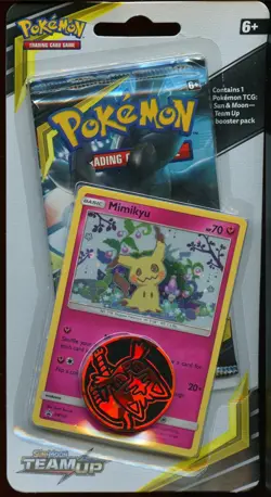 Sealed TEAM UP Blister Booster Pack (Mimikyu SM163 Promo + Coin) Pokemon Cards - Image 2