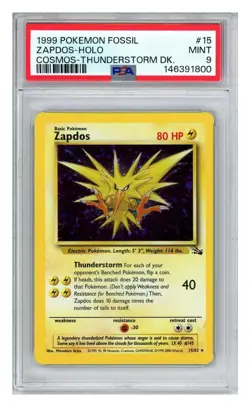 1999 Pokemon Fossil Zapdos 15/62 Holo Cosmos-Thunderstorm Deck PSA 9 MINT WOTC - Image 1