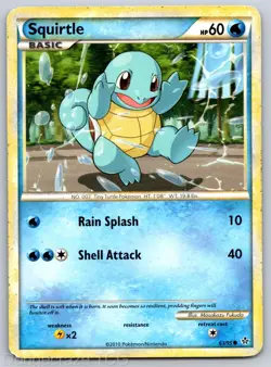 Squirtle 63/95 Common HGSS Unleashed Pokemon HP - Image 1