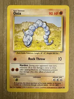 Pokemon TCG Onix Base Set 56/102 Regular 4th Print Common LP - Image 1