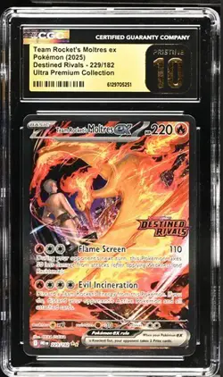 Team Rocket's Moltres ex 229/182 - Pokemon Destined Rivals UPC CGC 10 Pristine - Image 1
