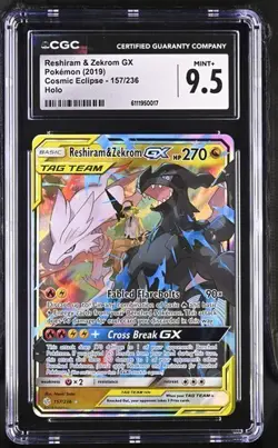 Reshiram & Zekrom GX 157/236 - Pokemon Cosmic Eclipse CGC 9.5 Mint+ - Image 1