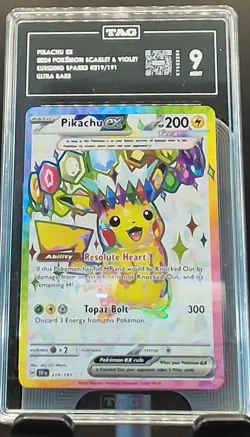 Pikachu ex 219/191 - Pokemon Scarlet & Violet Surging Sparks TAG 9 Mint - Image 1