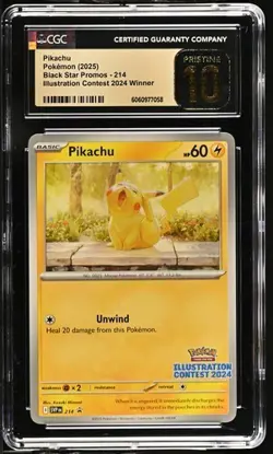 Pikachu 214 - Pokemon Promo: Illustration Contest 2024 Winner CGC 10 Pristine - Image 1