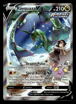 Rayquaza V (Alternate Full Art) SWSH07: Evolving Skies 194/203 NM Pokemon TCG - Image 1