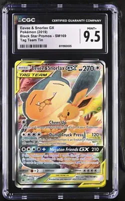 Eevee & Snorlax GX SM169 - Pokemon Tag Team Tin CGC 9.5 Mint+ - Image 1
