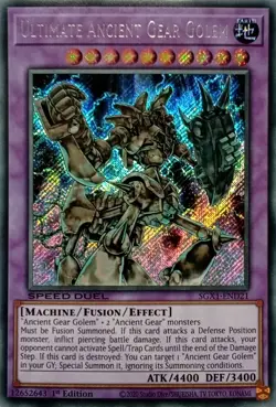 SGX1-END21 ULTIMATE ANCIENT GEAR GOLEM SECRET RARE 1ST EDITION YuGiOh CARD - Image 1
