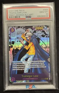 One Piece 2024 Manga Alternate Art Trafalgar Law, PRB01-069, PSA 10 - Image 1