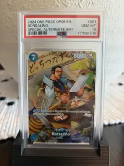 Bandai One Piece OP06 Borsalino #051 Special Alt Art EN 2024 PSA 10 - Image 1