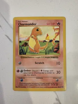 Pokemon TCG Card CHARMANDER Base Set 46/102 SHADOWLESS - NM - Image 1
