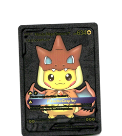 Custom Metallic Black Pikachu Card Pikachu Charizard READ DESCRIPTION BELOW - Image 1