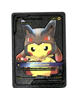 Custom Metallic Black Pikachu Card Pikachu Lucario READ DESCRIPTION BELOW - Image 1