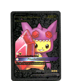 Custom Metallic Black Pikachu Card Pikachu Sableye READ DESCRIPTION BELOW - Image 1