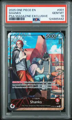 2025 ONE PIECE PROMOS PSA MAGAZINE EXCLUSIVE #001 SHANKS PSA 10 - Image 1