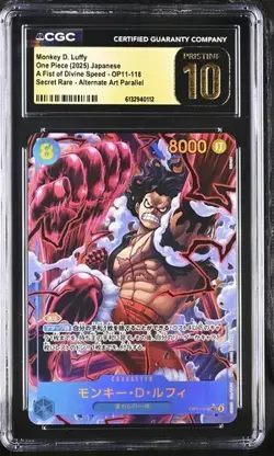 CGC 10 Pristine Monkey D. Luffy #OP11-118 Jpn One Piece A Fist Of Divine Speed - Image 1