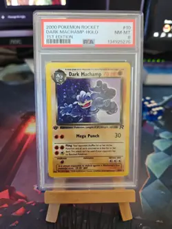 Pokemon Dark Machamp Holo Rare TCG Card 10/82 1st Edition PSA 8 Rocket Vintage - Image 1