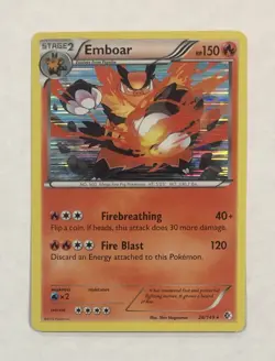 Pokemon EMBOAR Card 26/149 Holo Rare Boundaries Crossed LP Unlimited Light Play - Image 1