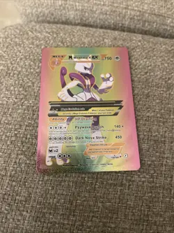 M Mewtwo X Ex 750hp Dark Nova Strike Rainbow Foil, Fan Art Display Card 💥 - Image 1