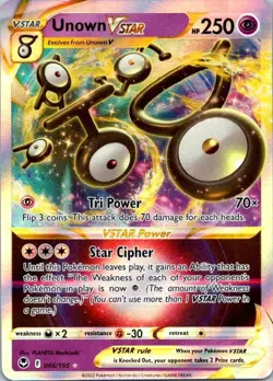 Unown VSTAR 066/195 Holo Rare Silver Tempest Pokemon TCG NM (SKU 1-5) - Image 1