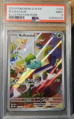 Bulbasaur 143/142 Illustration Rare Pokemon 2024 Stellar Crown PSA 9 - Image 1