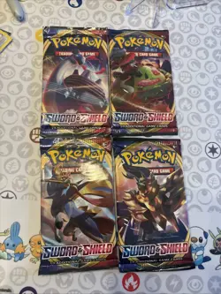 Art Set of 4 Pokemon Sword and Shield Base Booster Packs Factory Sealed TCG - Image 1