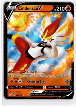 2020 TCG Pokemon #35 Cinderace V 035/192 Holo Rebel Clash - Image 1