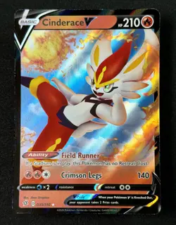 2020 TCG Pokemon #35 Cinderace V 035/192 Holo Rebel Clash - Image 2