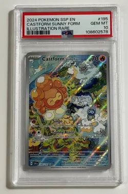 2024 POKEMON SSP EN-SURGING SPARKS ILLUSTRATION RARE CASTFORM SUNNY FORM PSA 10 - Image 1