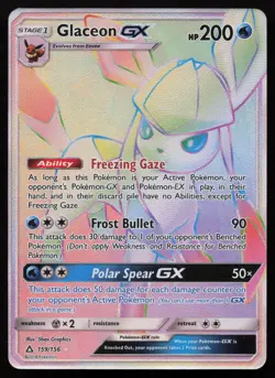 Glaceon GX 159/156 Rainbow Rare Ultra Prism Pokemon English NM - Image 1