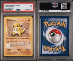 SANDSHREW 1999 Pokemon Game 1st Edition Shadowless #62 PSA 7 NM - Image 3