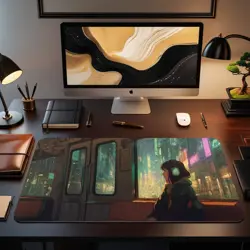 MTG Playmat | Lofi Train Girl Playmat | Kawaii Desk Mat | Unofficial MTG Playmat - Image 2