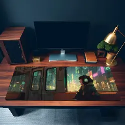 MTG Playmat | Lofi Train Girl Playmat | Kawaii Desk Mat | Unofficial MTG Playmat - Image 3
