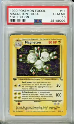 PSA 10 GEM MINT Pokemon MAGNETON Holo Rare Fossil 11/62 1st Edition - Image 1
