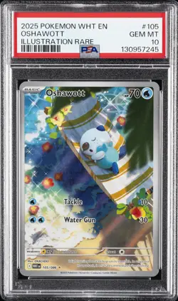 2025 POKEMON WHT EN-WHITE FLARE ILLUSTRATION RARE #105 OSHAWOTT PSA 10 - Image 1