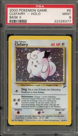 Pokemon Clefairy Base Set 2 Holo Rare #6 PSA 9 Mint - Image 1