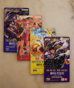 One Piece TCG Sleeved Booster Pack Lot of 4 OP-10 OP-14 OP-15 EB-03 Bundle #2 - Image 1