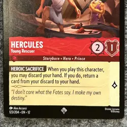 Disney Lorcana Wilds Unknown Hercules Young Rescuer 123/204 Super Rare NM - Image 4