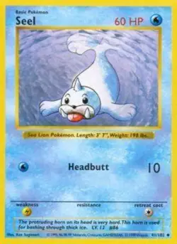 Seel - 41/102 - Uncommon - Shadowless Edition PL/MP, English Pokemon Base Set - Image 1