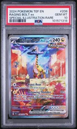 PSA 10 Raging Bolt EX 208/162 2024 Pokemon TEMPORAL FORCES SIR GEM MINT! - Image 1