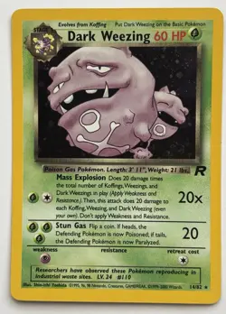 Dark Weezing Holo 14/82 Team Rocket WOTC Pokemon Card NM Swirl Vintage - Image 2