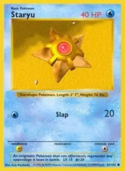 Staryu - 65/102 - Common - Shadowless Edition LP, English Pokemon Base Set - Image 1