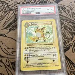 1999 Pokemon Raichu Base Set Shadowless Holo Rare 14/102 PSA 6 - Image 1