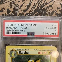 1999 Pokemon Raichu Base Set Shadowless Holo Rare 14/102 PSA 6 - Image 2