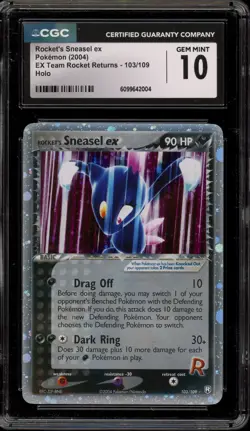 Pokemon Rocket's Sneasel ex EX Team rocket Returns Holo Ultra Rare #103 CGC 10 - Image 1