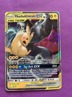 Pokemon Pikachu & Zekrom GX SM9 33/181 NM Holofoil Ultra Rare - Image 2