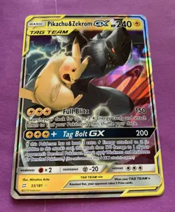 Pokemon Pikachu & Zekrom GX SM9 33/181 NM Holofoil Ultra Rare - Image 3